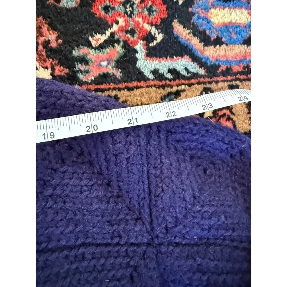 Vintage Crochet Sweater Granny Boho Duster Women's XS- M Navy Knit - Picture 7 of 7